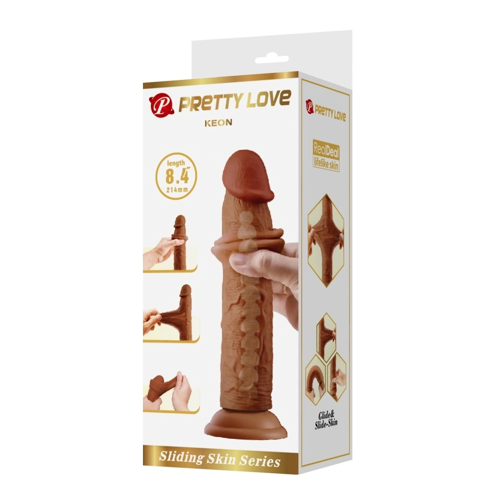 Dildo Pretty Love Keon, Bendable, TPR Sliding, Maro, 21.4 cm, Nr. 8, Erotic24.ro