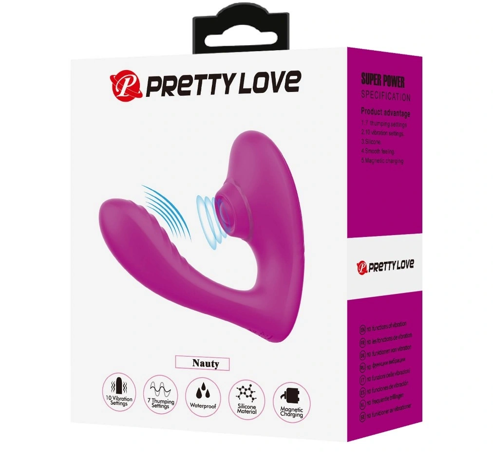 Stimulator Dublu Nauty, 10 Moduri Vibratii, 7 Moduri Tapare, Silicon, USB Magnetic, Mov, #8, Erotic24.ro