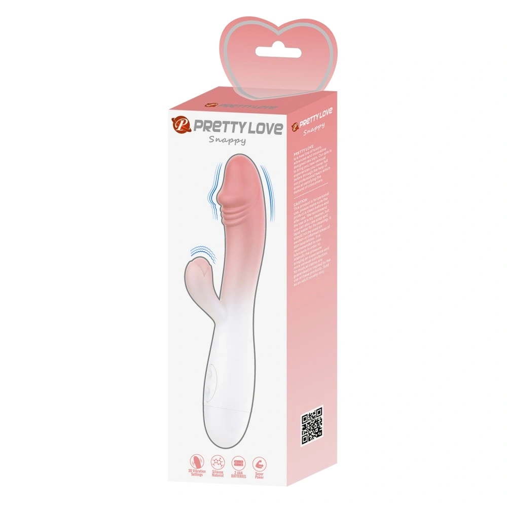 Vibrator Iepuras Snappy, 30 Moduri Vibratii, Silicon, Roz/Alb, 19 cm, Nr. 8, Erotic24.ro