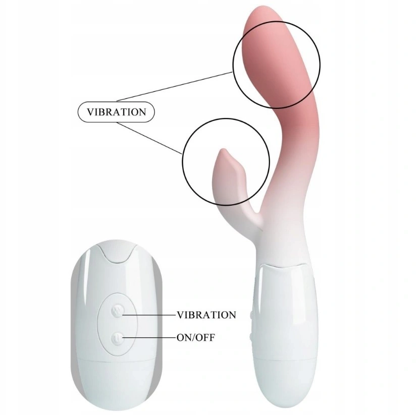 Vibrator Iepuras Brighty 30 Moduri Vibratii, Silicon, Roz/Alb 20 cm, #4, Erotic24.ro