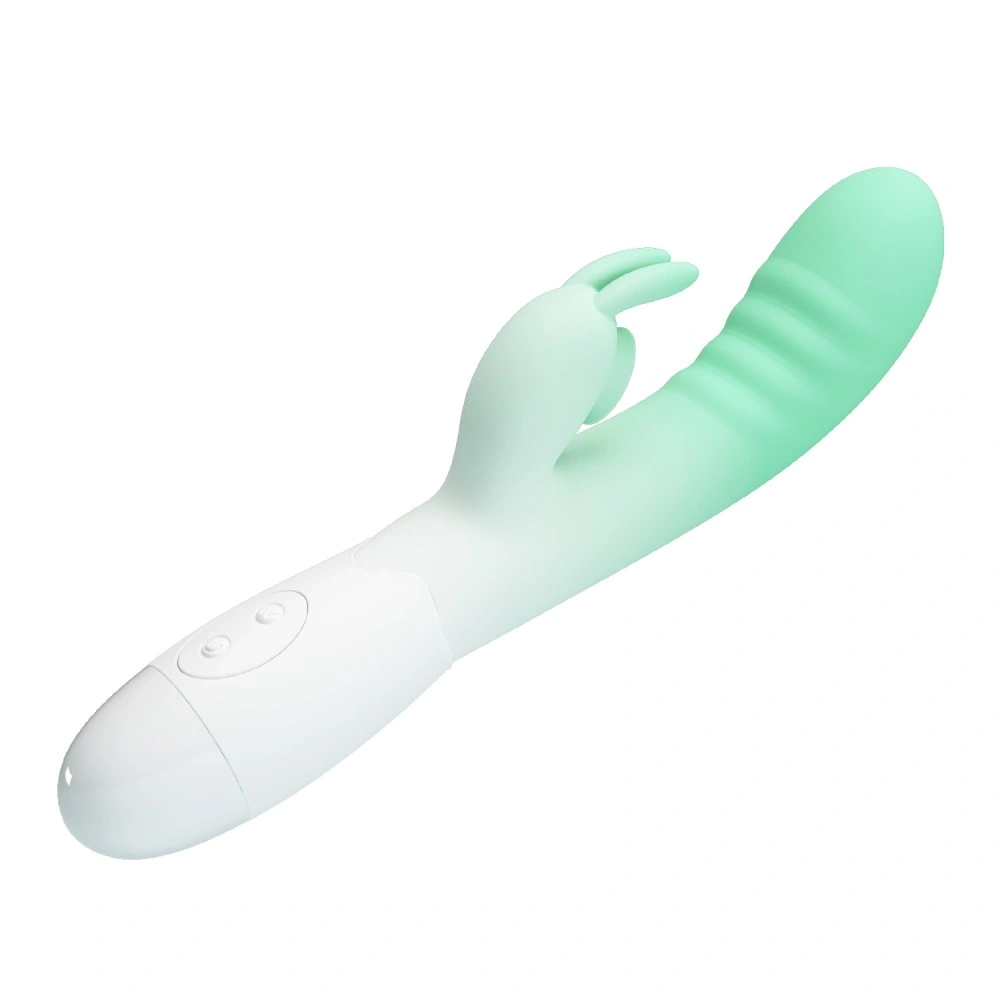 Vibrator Iepuras Cerberus 30 Moduri Vibratii, Silicon, Verde/Alb 20.6 cm, #3, Erotic24.ro