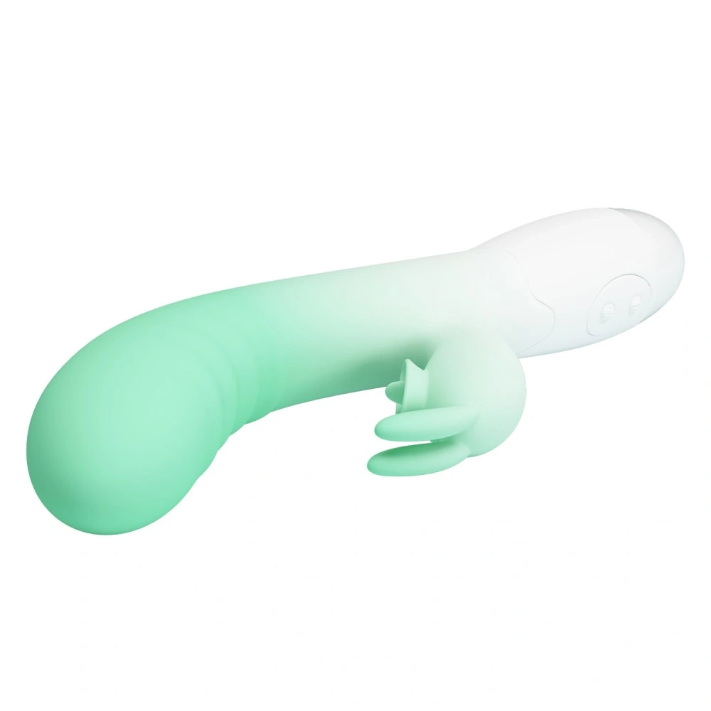 Vibrator Iepuras Cerberus 30 Moduri Vibratii, Silicon, Verde/Alb 20.6 cm, #4, Erotic24.ro