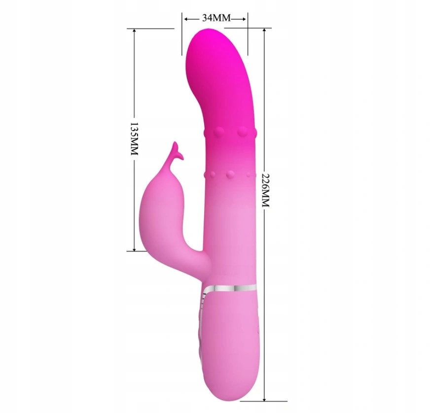 Vibrator Iepuras Shima, 7 Moduri Vibratii, Bile Stimulatoare, Silicon, USB, Roz, 22.6 cm, Nr. 3, Erotic24.ro