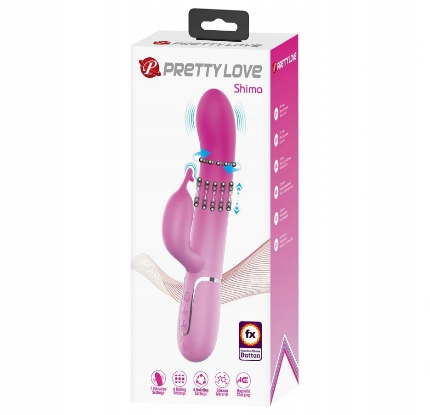 Vibrator Iepuras Shima, 7 Moduri Vibratii, Bile Stimulatoare, Silicon, USB, Roz, 22.6 cm, Nr. 7, Erotic24.ro