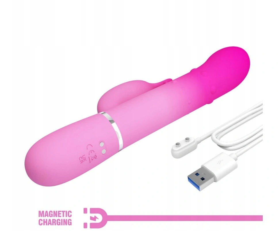 Vibrator Iepuras Shima, 7 Moduri Vibratii, Bile Stimulatoare, Silicon, USB, Roz, 22.6 cm, Nr. 6, Erotic24.ro