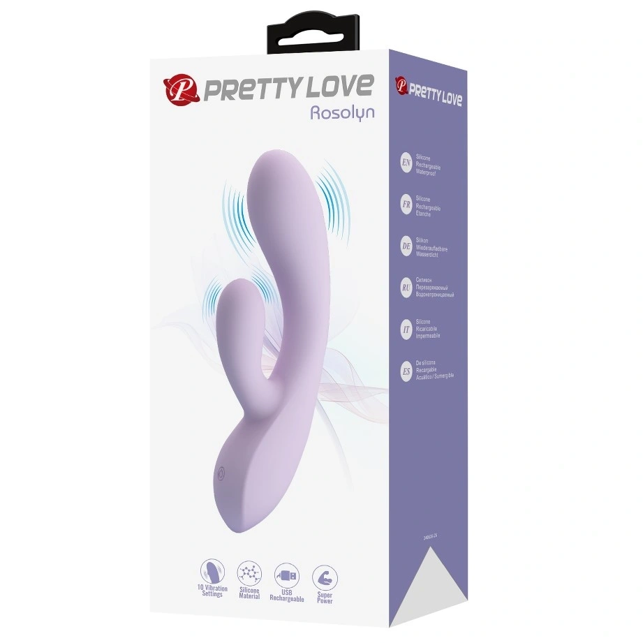 Vibrator Iepuras Rosolyn Super Flexibil, 10 Moduri Vibratii, Silicon Lichid, USB, Lila, 19 cm, #10, Erotic24.ro