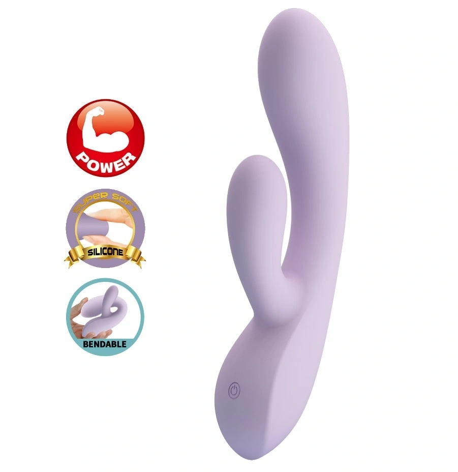 Jucarii Sexuale - Vibrator Iepuras Rosolyn Super Flexibil, 10 Moduri Vibratii, Silicon Lichid, USB, Lila, 19 cm, Erotic24.ro