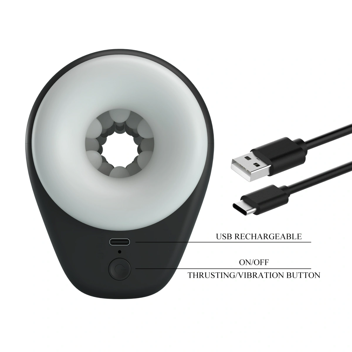 Masturbator DJ Girl, 5 Moduri Vibratii, 5 Moduri Impingere, TPR, USB, Alb, 15.6 cm, #9, Erotic24.ro