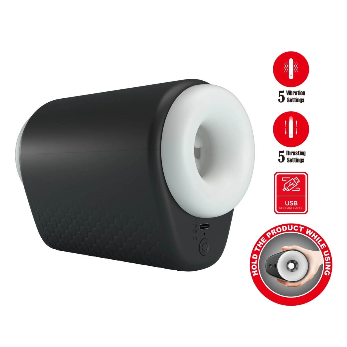 Masturbator DJ Girl, 5 Moduri Vibratii, 5 Moduri Impingere, TPR, USB, Alb, 15.6 cm, #1, Erotic24.ro