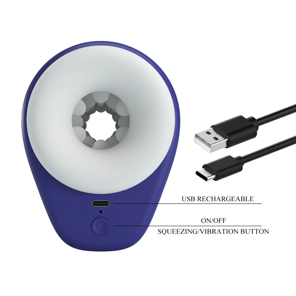 Masturbator Dj Lady 5 Moduri Vibratii, 5 Moduri Suctiune, TPE, USB, Albastru, 15.6 cm, #9, Erotic24.ro