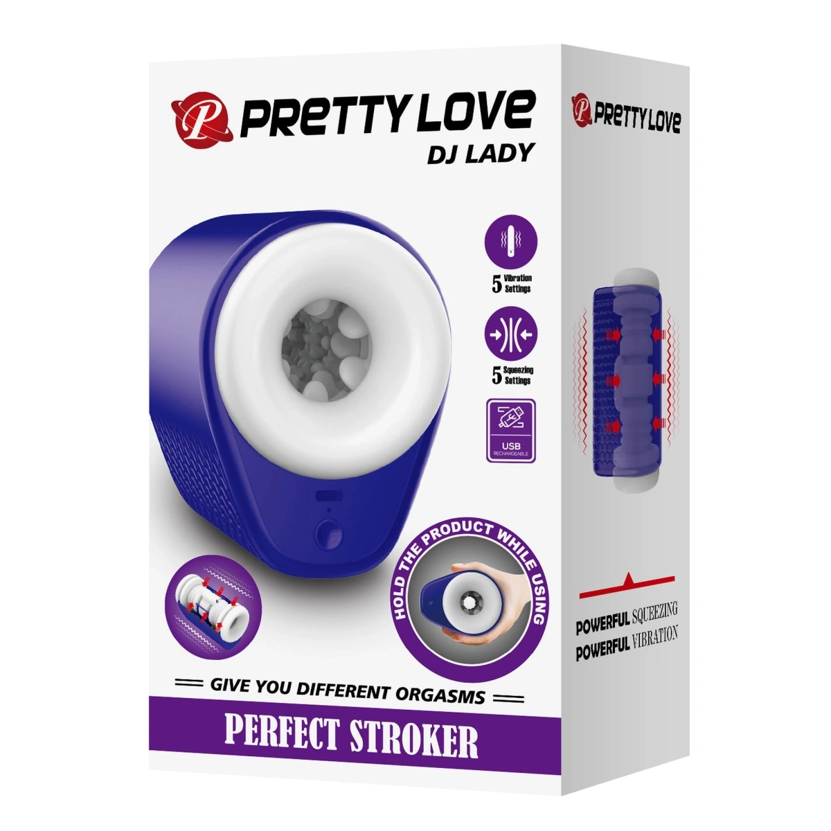 Masturbator Dj Lady 5 Moduri Vibratii, 5 Moduri Suctiune, TPE, USB, Albastru, 15.6 cm, #10, Erotic24.ro