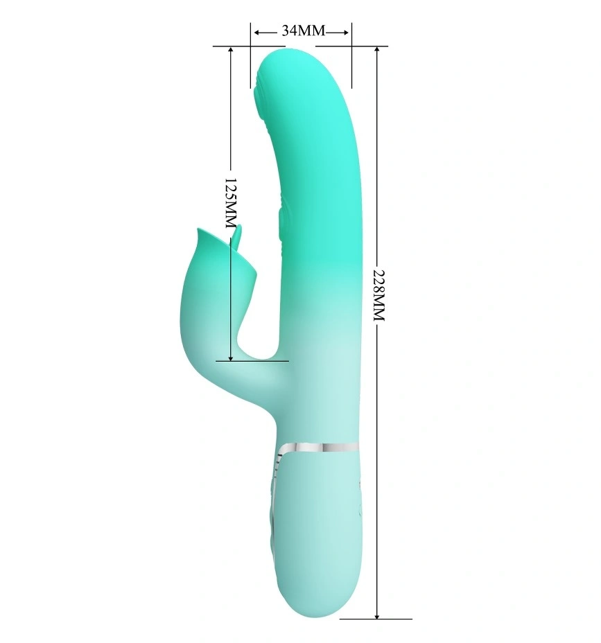 Vibrator Iepuras Gigi, 7 Moduri Pulsare, 7 Moduri Licking, Silicon, USB Magnetic, Verde, 22.8 cm, #4, Erotic24.ro