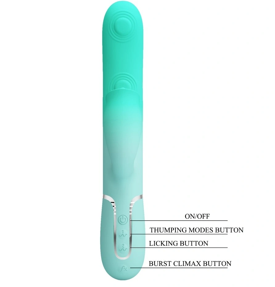 Vibrator Iepuras Gigi, 7 Moduri Pulsare, 7 Moduri Licking, Silicon, USB Magnetic, Verde, 22.8 cm, #3, Erotic24.ro
