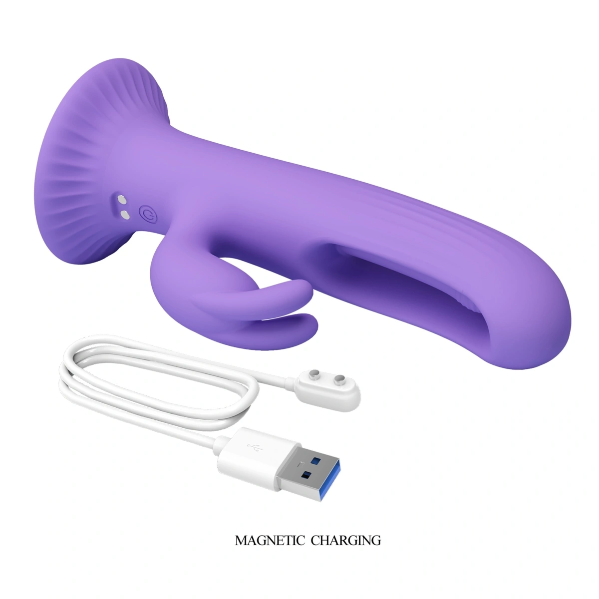 Vibrator Rabbit Killmoulis cu Ventuza, 12 Moduri Vibratii, 4 Moduri Leganare, Silicon, USB, Mov, 17.5 cm, #8, Erotic24.ro