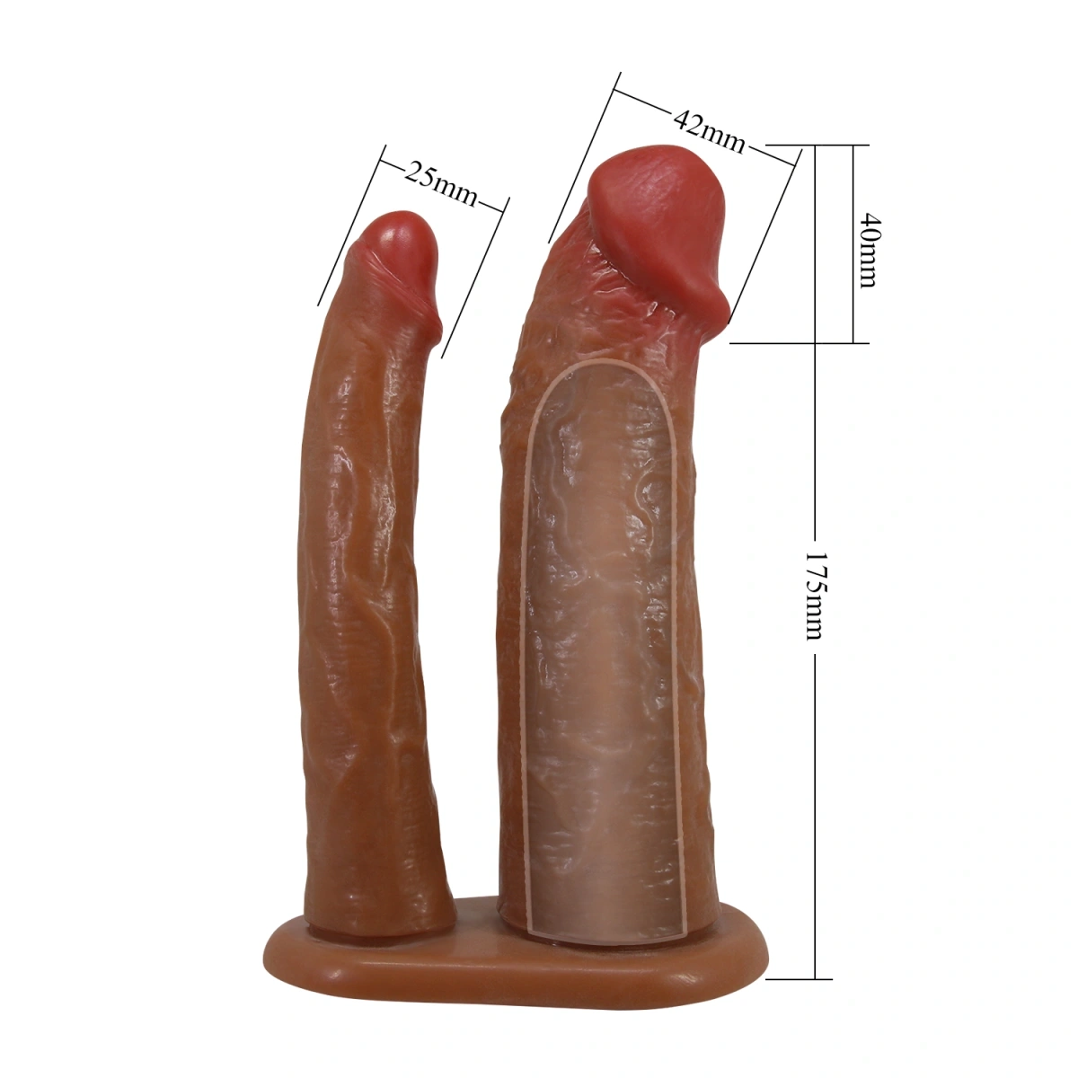 Prelungitor Yairon Dublu de Penis, TPE, Maro, 17.5 cm, #6, Erotic24.ro