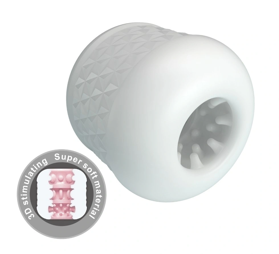 Jucarii Sexuale Barbati - Masturbator Crystle, Interior Striat, Material TPE Super Moale, Alb, Erotic24.ro