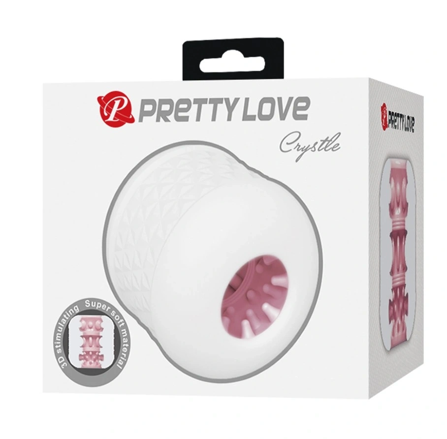 Masturbator Crystle, Interior Striat, Material TPE Super Moale, Alb, #7, Erotic24.ro