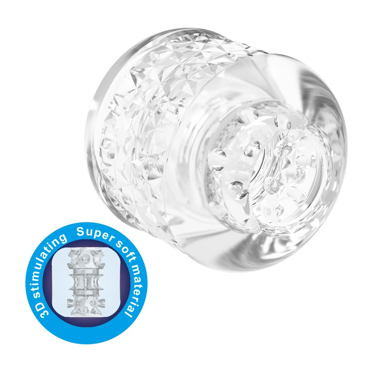 Masturbator Crystle, Super Elastic, TPE Transparent, 6 cm, #1, Erotic24.ro