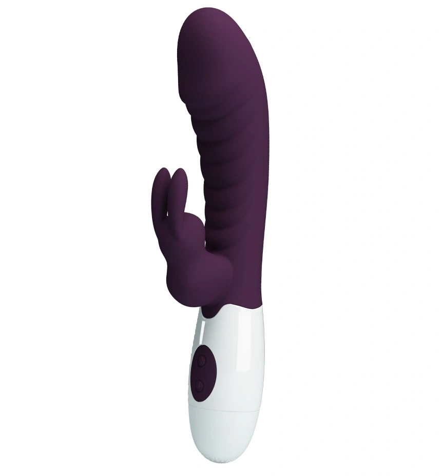 Vibrator Iepuras Naughty Bunny, 30 Moduri Vibratii, Silicon, Mov Inchis/Alb, 19.8 cm, #1, Erotic24.ro