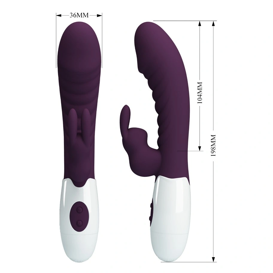 Vibrator Iepuras Naughty Bunny, 30 Moduri Vibratii, Silicon, Mov Inchis/Alb, 19.8 cm, #9, Erotic24.ro