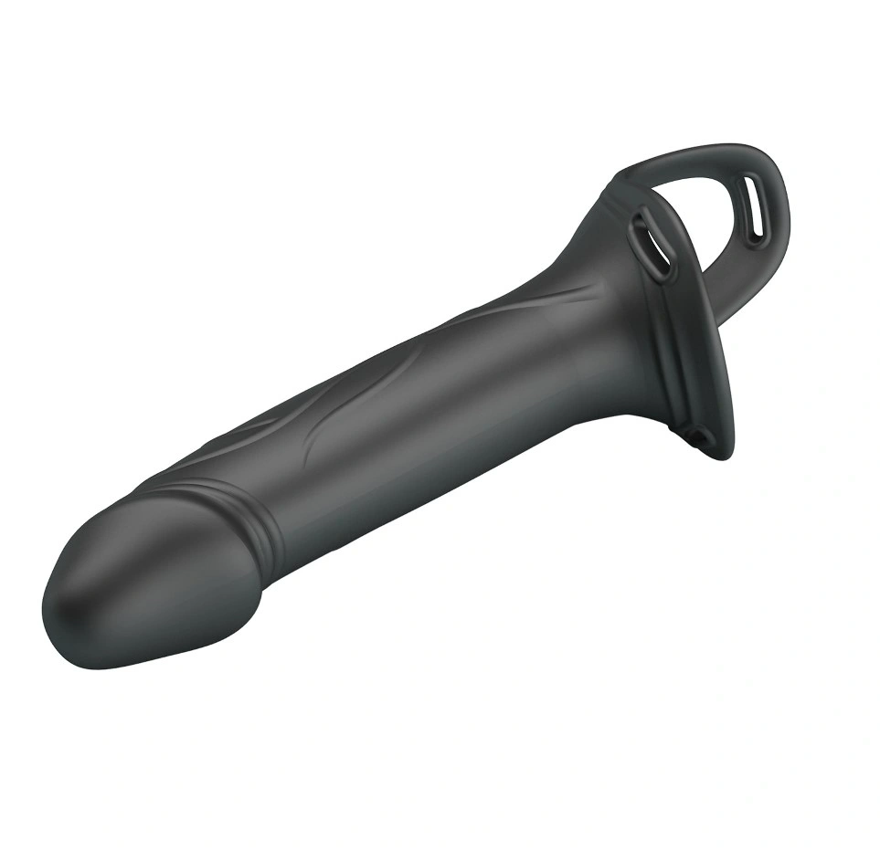 Strap-on Hollow Landon Dildo Realist +4.2 cm, Silicon, Negru, #6, Erotic24.ro