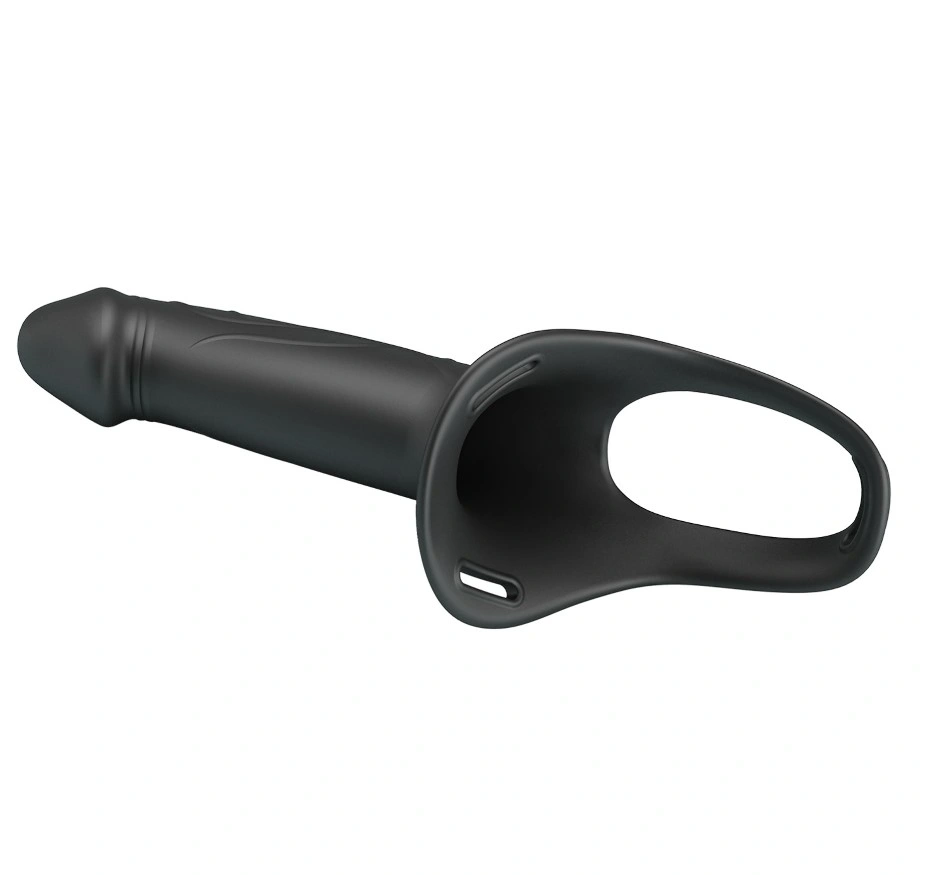 Strap-on Hollow Landon Dildo Realist +4.2 cm, Silicon, Negru, #5, Erotic24.ro