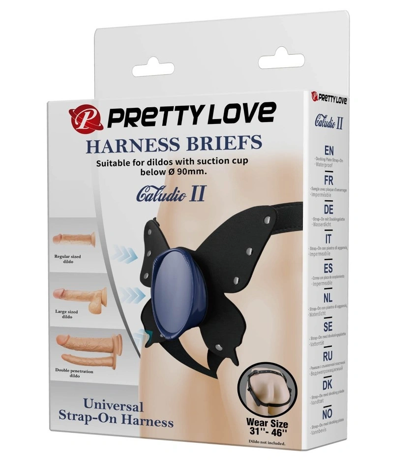 Ham Harness Briefs Caludio II, Fixare cu Ventuza, Negru/Albastru, #5, Erotic24.ro