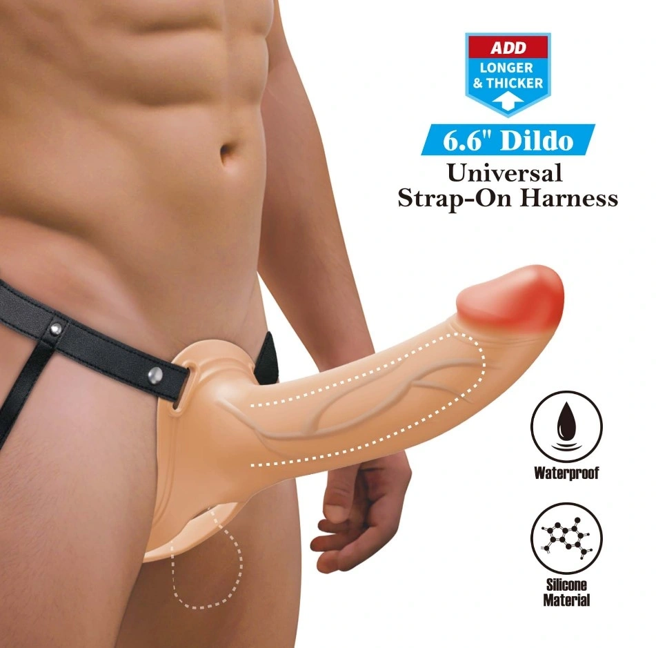 Strap-on Hollow Landon Dildo Realist +4.2 cm, Silicon, Natural, #2, Erotic24.ro