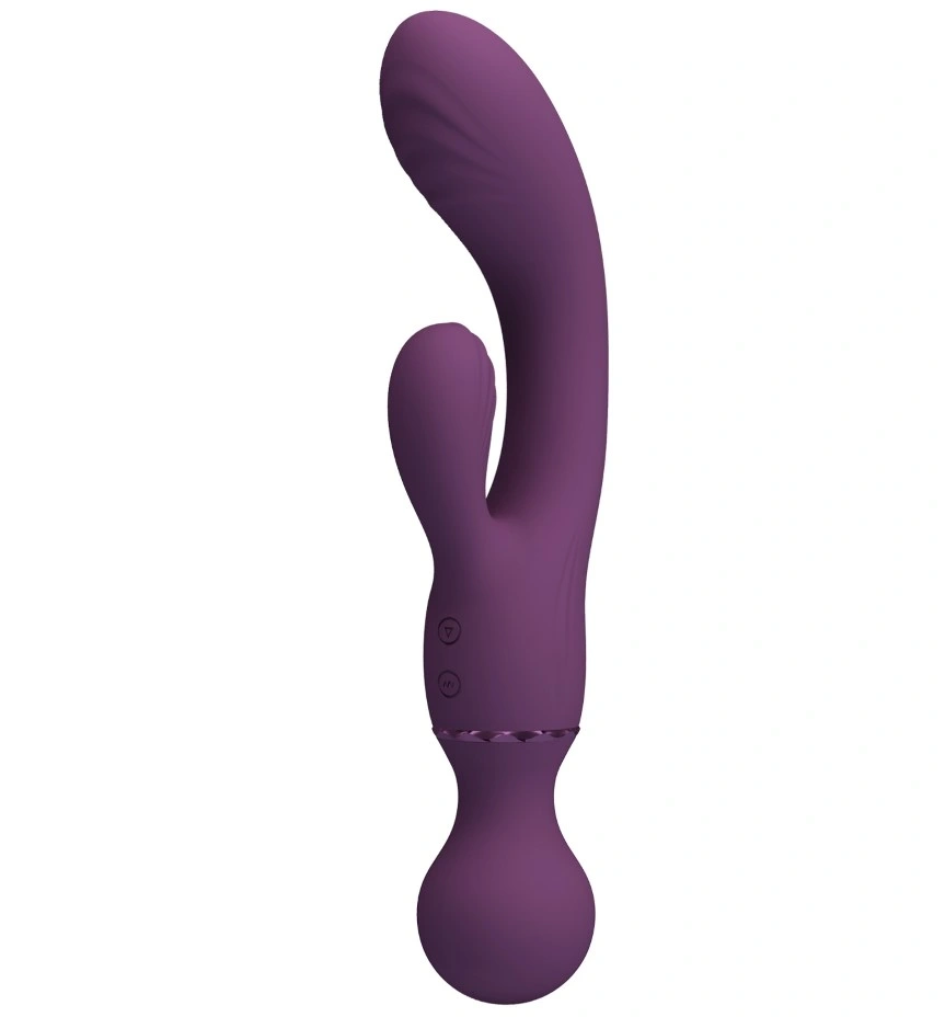 Vibrator Iepuras All Rounder, Actiune Dubla, 10 Moduri Vibratii, Silicon, USB Magnetic, Mov, 20 cm