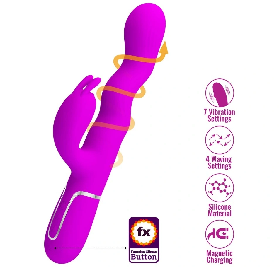 Vibrator Iepuras Laursen, 7 Moduri Vibratii, 4 Moduri Ondulare, Silicon, USB Magnetic, Mov, 24.9 cm, #2, Erotic24.ro