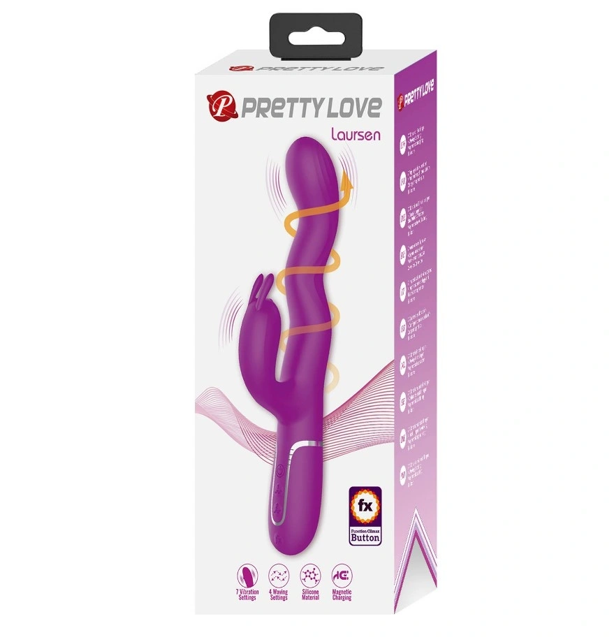 Vibrator Iepuras Laursen, 7 Moduri Vibratii, 4 Moduri Ondulare, Silicon, USB Magnetic, Mov, 24.9 cm, #10, Erotic24.ro