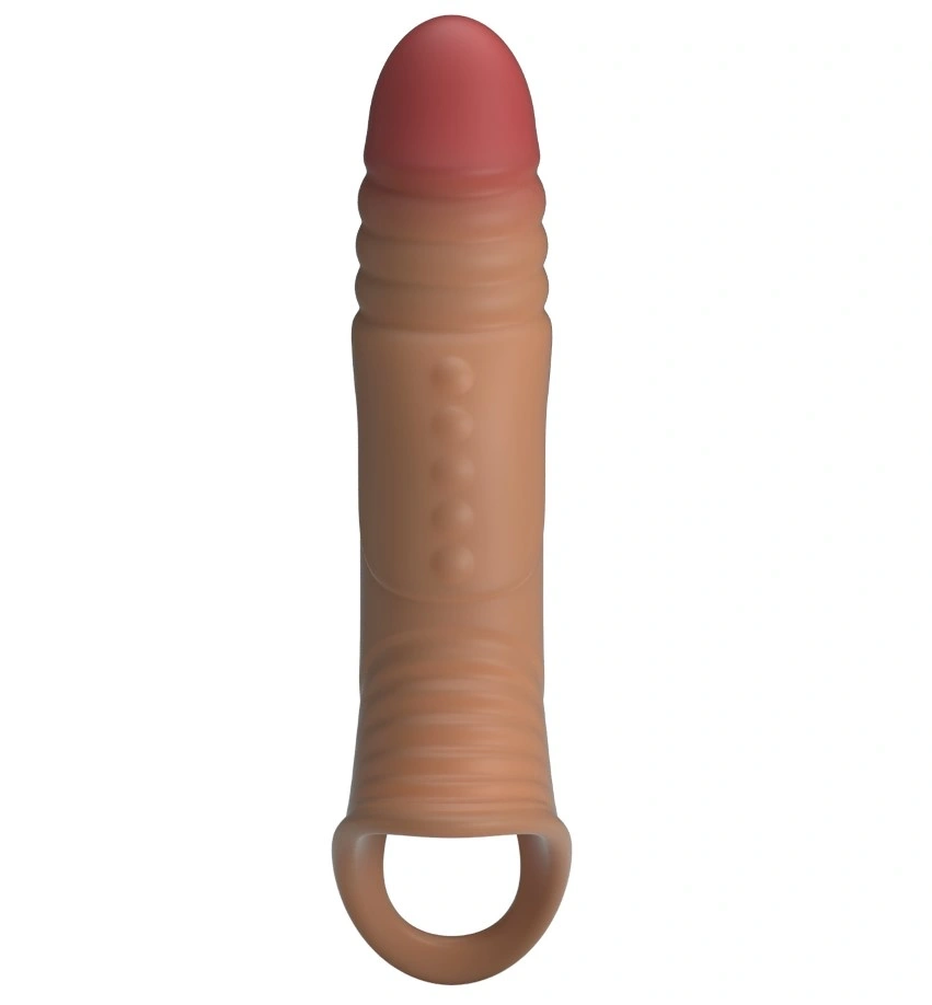 Prelungitor Penis Lve +4 cm cu Vibratii, TPE, Maro, Nr. 2, Erotic24.ro