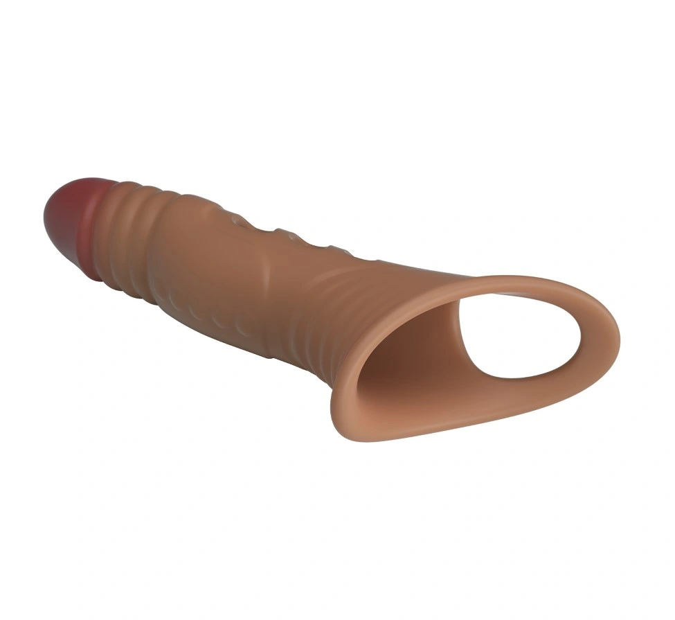 Prelungitor Penis Lve +4 cm cu Vibratii, TPE, Maro, Nr. 4, Erotic24.ro