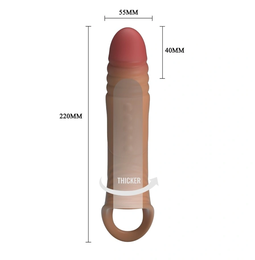 Prelungitor Penis Lve +4 cm cu Vibratii, TPE, Maro, Nr. 3, Erotic24.ro