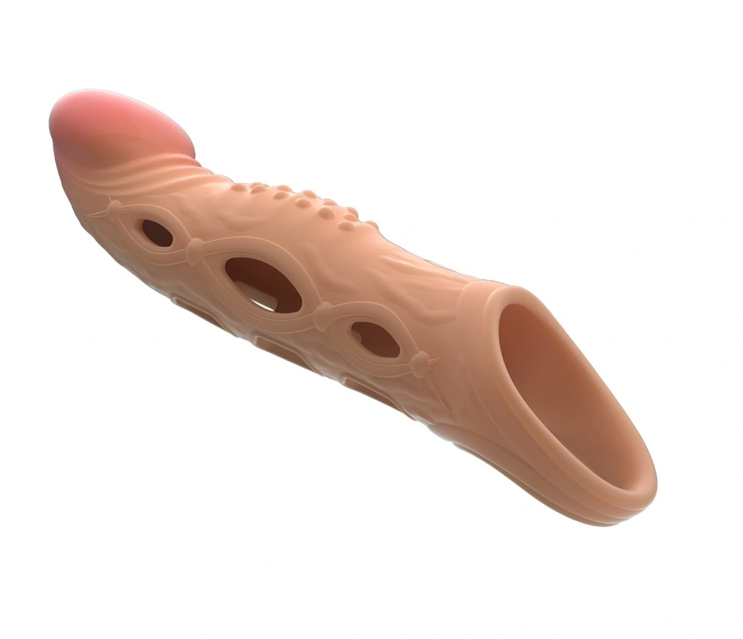 Prelungitor Penis Brad +5 cm cu Vibratii, TPE, Maro, #6, Erotic24.ro