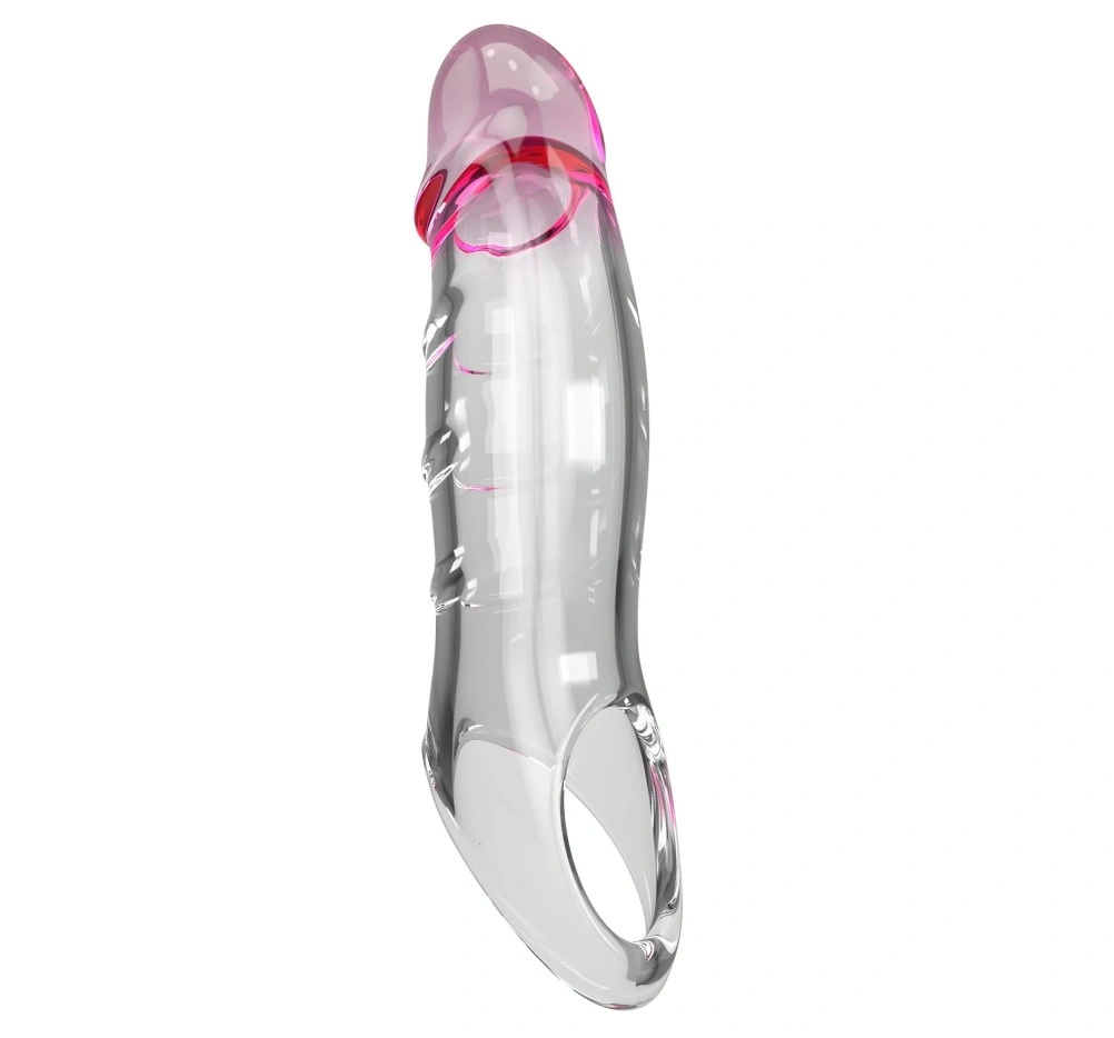 Prelungitor de Penis Darnell +2.8 cm, TPE, Transparent cu Varf Roz, 19.8 cm, Nr. 5, Erotic24.ro