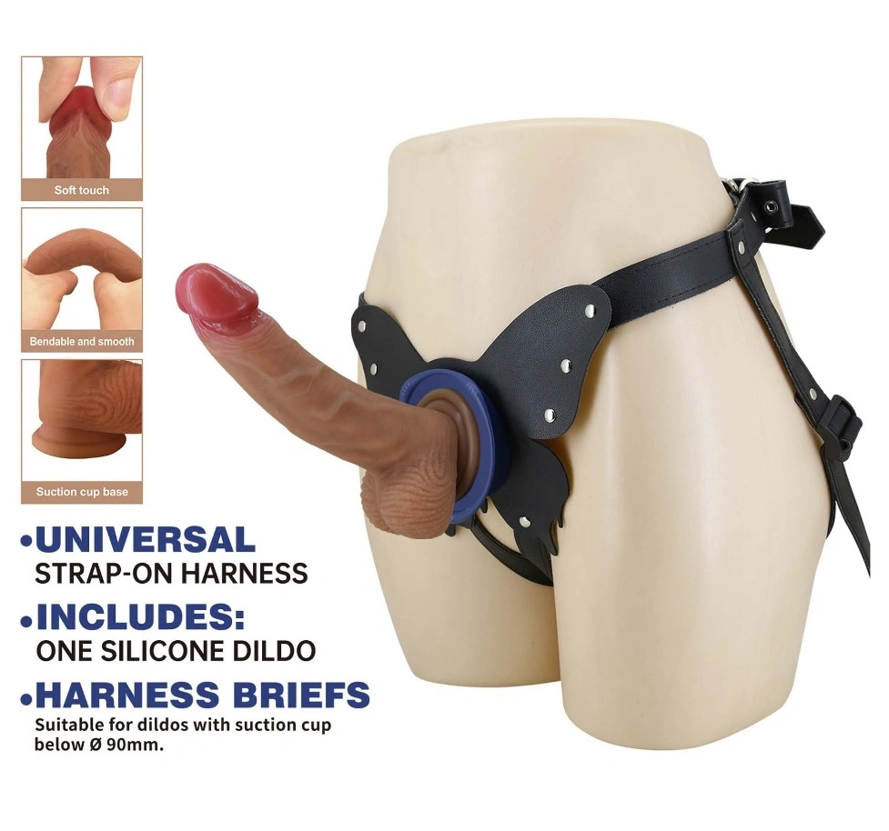 Strap-on Harness Briefs Wells, Fixare cu Ventuza, Dildo din Silicon, Natural, 20.6 cm, #2, Erotic24.ro