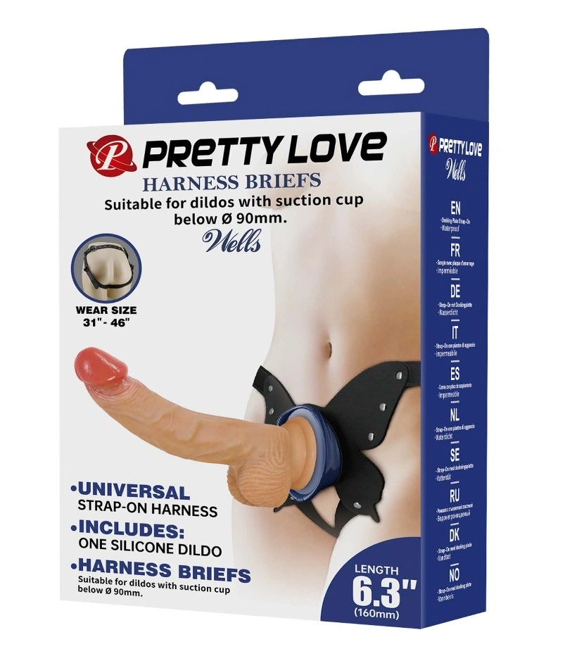 Strap-on Harness Briefs Wells, Fixare cu Ventuza, Dildo din Silicon, Natural, 20.6 cm, #7, Erotic24.ro