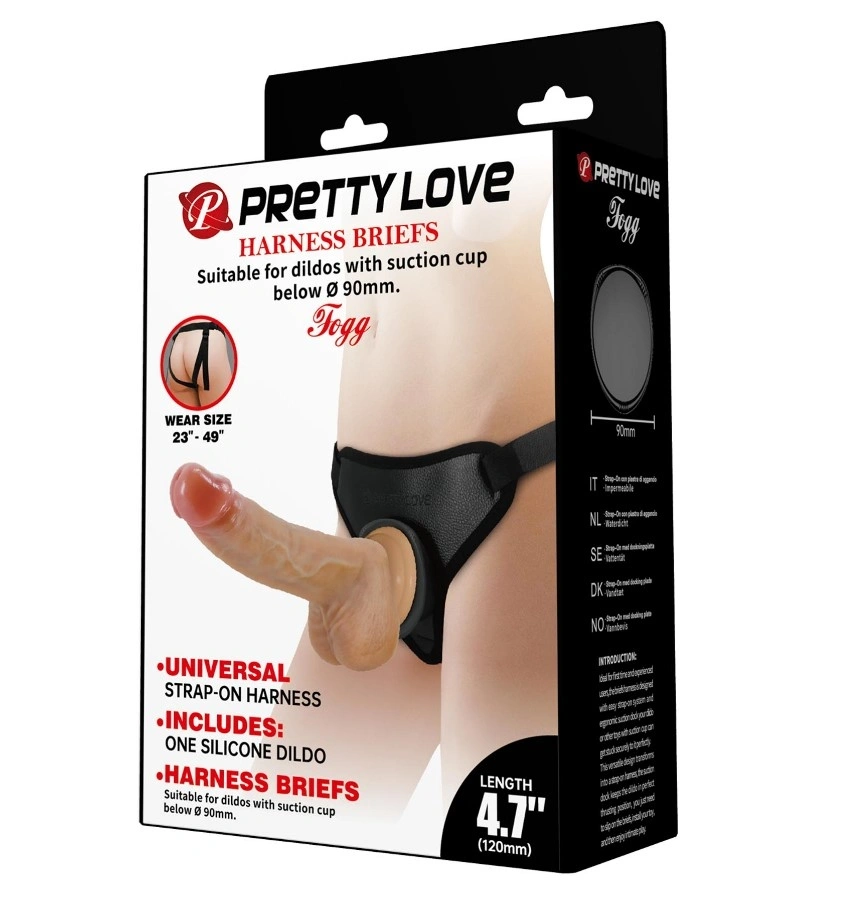 Strap-on Harness Briefs Fogg, Fixare cu Ventuza, Dildo din Silicon, Natural, 17.3 cm, #7, Erotic24.ro