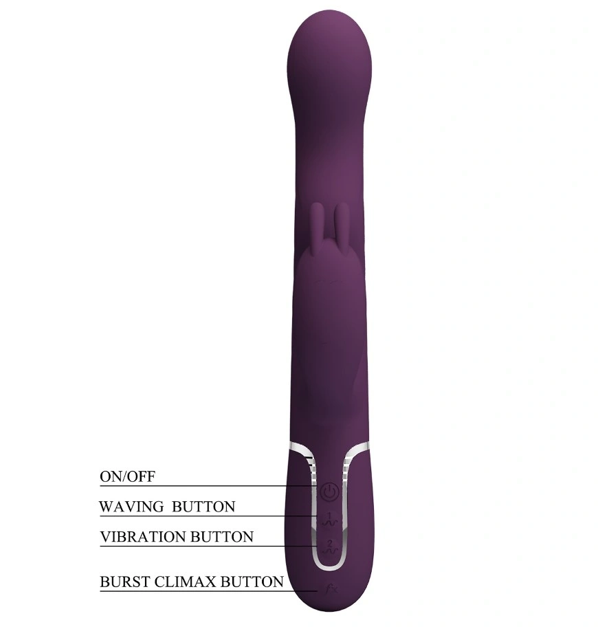 Vibrator Iepuras Laursen, 7 Moduri Vibratii, 4 Moduri Ondulare, Silicon, USB Magnetic, Mov Inchis, 24.9 cm, #7, Erotic24.ro