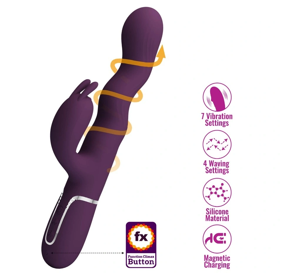 Vibrator Iepuras Laursen, 7 Moduri Vibratii, 4 Moduri Ondulare, Silicon, USB Magnetic, Mov Inchis, 24.9 cm, #2, Erotic24.ro