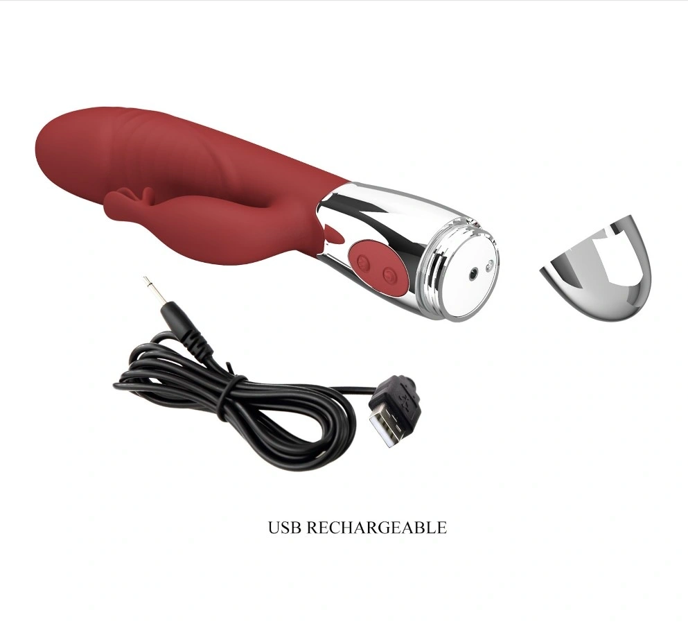 Vibrator Rabbit Rasmussen, 30 Moduri Vibratii Puternice, Silicon, USB, Rosu, 19.8 cm, #7, Erotic24.ro