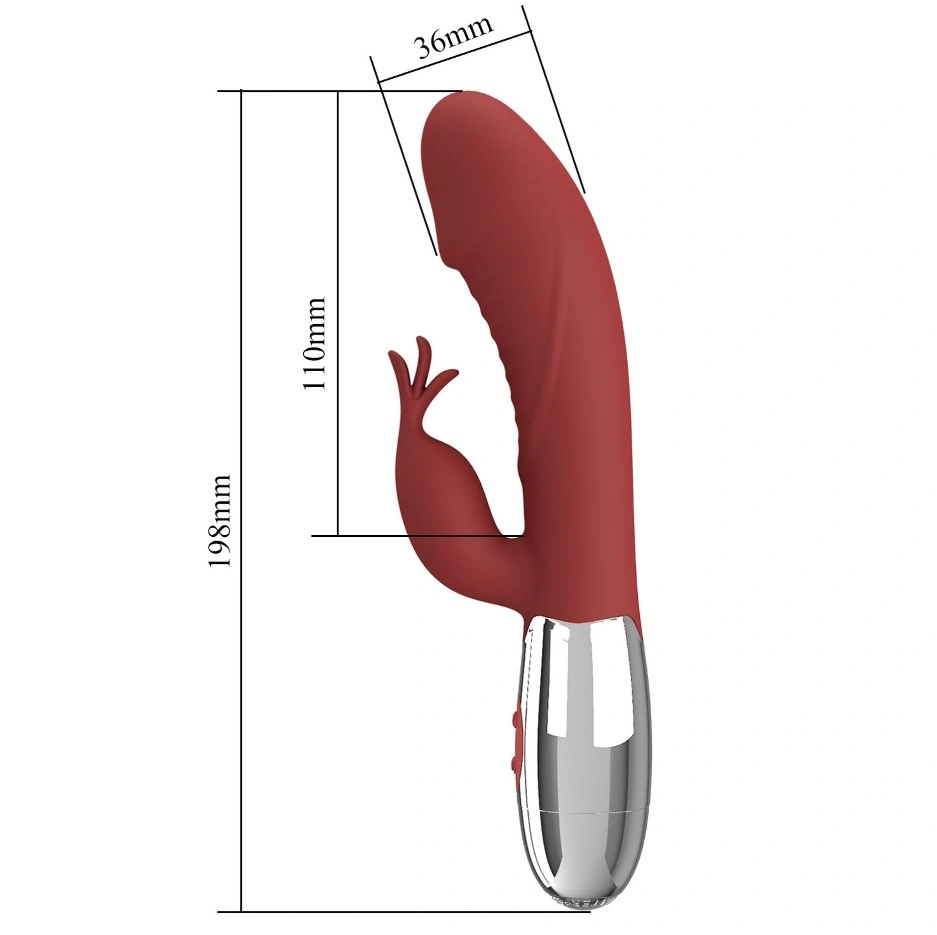Vibrator Rabbit Rasmussen, 30 Moduri Vibratii Puternice, Silicon, USB, Rosu, 19.8 cm, #8, Erotic24.ro