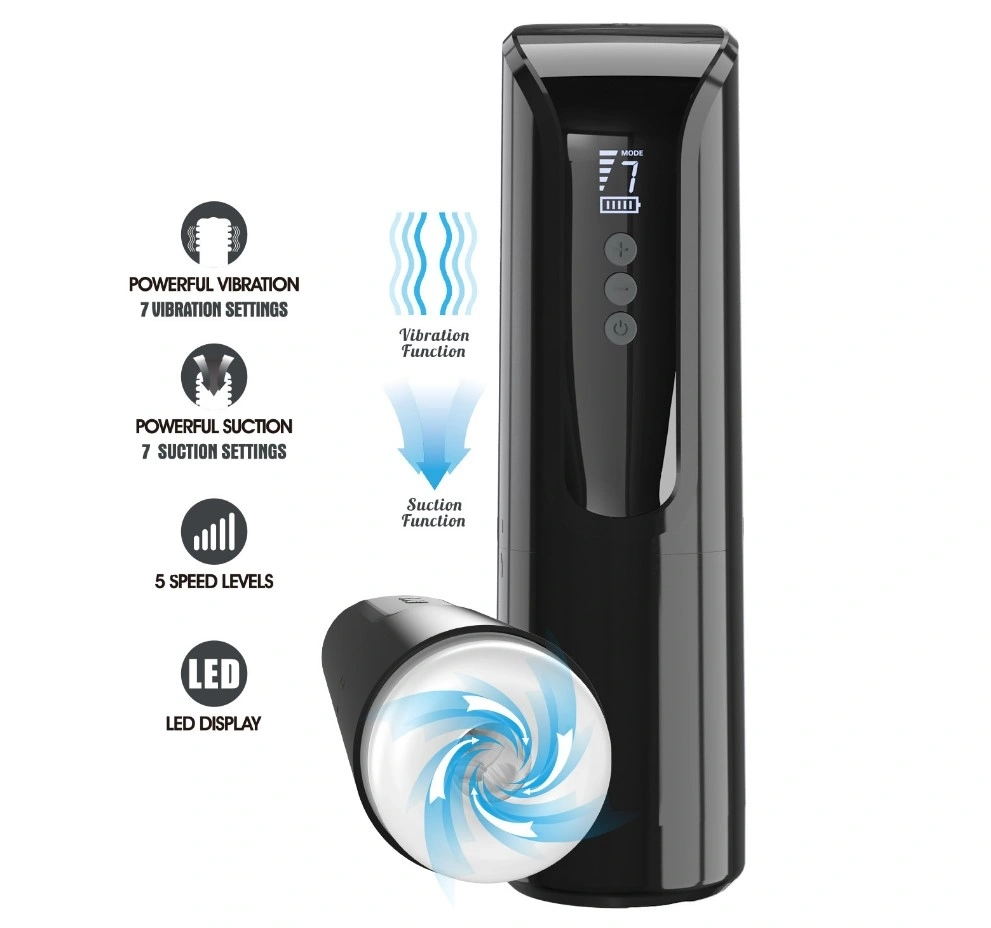 Masturbator Larissa, Display LED, 7 Moduri Vibratii, 7 Moduri Suctiune, USB, 27.8 cm, #1, Erotic24.ro