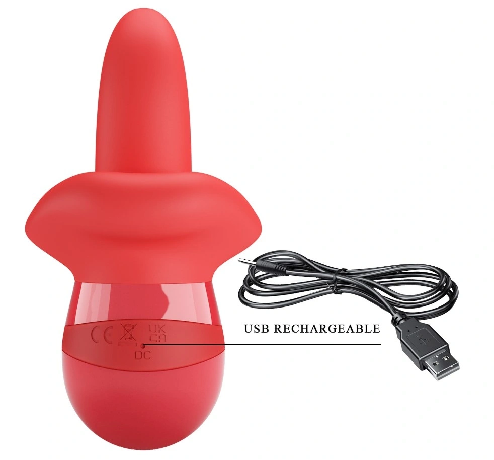 Stimulator Obelia, 10 Moduri Vibratii, 10 Moduri Rotatii, TPE Moale, USB, Rosu, 13.8 cm, #6, Erotic24.ro