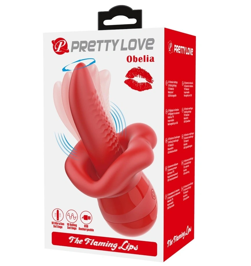 Stimulator Obelia, 10 Moduri Vibratii, 10 Moduri Rotatii, TPE Moale, USB, Rosu, 13.8 cm, #8, Erotic24.ro