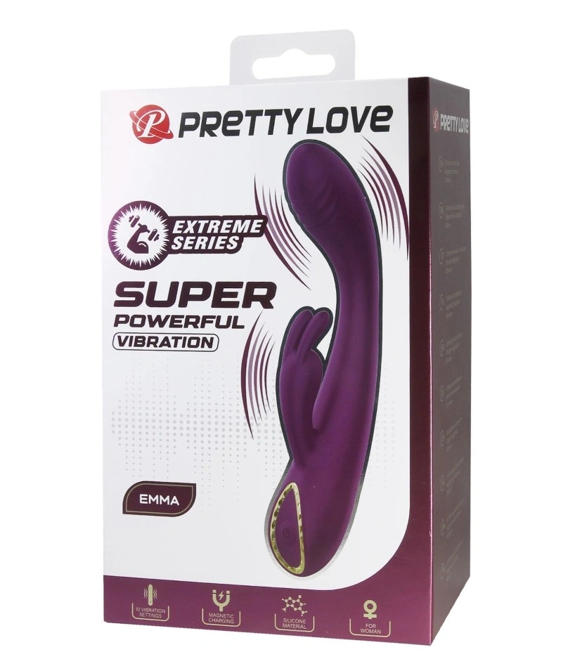 Vibrator Iepuras Emma, 10 Moduri Vibratii Puternice, Silicon, USB Magnetic, Mov, 15.8 cm, #8, Erotic24.ro