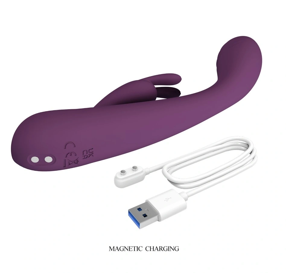 Vibrator Iepuras Emma, 10 Moduri Vibratii Puternice, Silicon, USB Magnetic, Mov, 15.8 cm, #7, Erotic24.ro