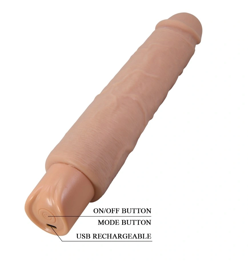 Vibrator Realist Soren, 10 Moduri Vibratii, TPE, USB Type-C, Natural, 25.2 cm, #6, Erotic24.ro