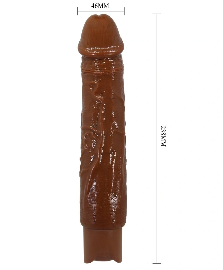 Vibrator Realist Rufus, 10 Moduri Vibratii, TPE, USB Type-C, Maro, 23.8 cm, #5, Erotic24.ro
